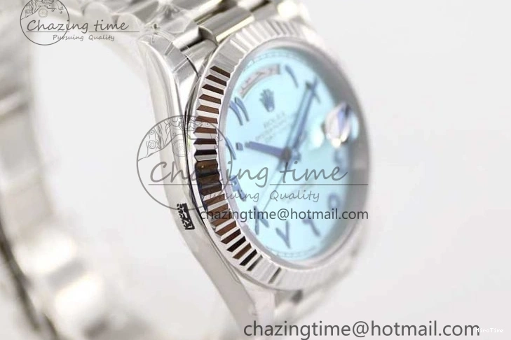 MiroTime 0219 Comfortable Day Date 40mm SS 904L Steel TWF 1:1 Best Edition Ice Blue Arabic Dial on SS Bracelet A 2357